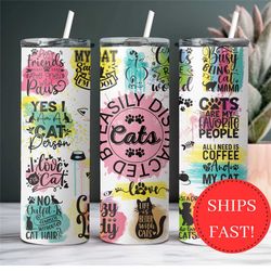 Funny Cat Lover Tumbler for Cat Mom for Mother's Day, Cat Dad Gift, Easily Distracted By Cats Tumbler, Crazy Cat Lover G