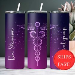 Personalized Doctor Tumbler with Caduceus, Doctor Appreciation Gift, Doctor To Go Cup, Doctor Travel Mug, Medical Practi