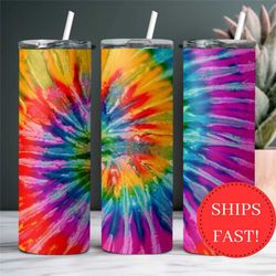 Retro Tie Dye Tumbler with Straw, Tie Dye Gift For Her, Tie Dye To Go Cup, Hippie Gift, Tie Dye Travel Cup, Retro To Go