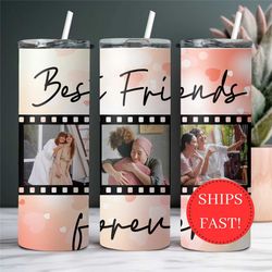 custom best friends forever photo tumbler gift for bff, personalized photo tumbler gift for best friend to go cup, frien