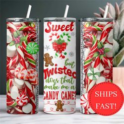 Sweet But Twisted Candy Cane Tumbler, Christmas Tumbler, Candy Cane Tumbler, Hot Cocoa Winter Tumbler Christmas Gift For