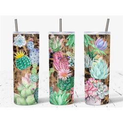 succulent watercolor 20-ounce skinny tumbler - gift for her - travel cup - birthday gift for her - graduation gift