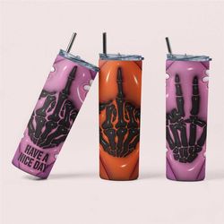 Handcrafted 20oz Stainless Steel Skinny Tumblers, Artisan Skeleton/3D/Daisy Designs, Insulated, Unique Travel Mug, Perfe