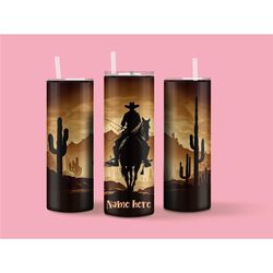 Western cowboy tumbler with name, cowboy tumbler with straw, personalized rodeo 20oz skinny tumbler, western theme tumbl