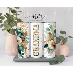 Floral Grandma Tumbler for Mother's Day Gift for Grandma, Grandma Travel Cup for Grandma Gifts, 20 oz Tall Skinny Tumble