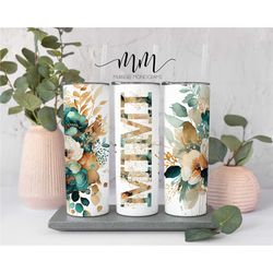 Floral Mimi Tumbler for Mother's Day Gift for Mimi, Mimi Travel Cup for Grandma Gifts, 20 oz Tall Skinny Tumbler with Li