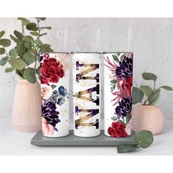 Floral Nan Tumbler for Mother's Day Gift for Nan, Nan Travel Cup for Grandma Gifts, 20 oz Tall Skinny Tumbler with Lid a