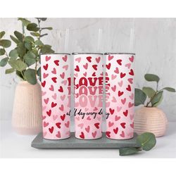 love heart valentine tumbler, heart valentine tumbler gift, valentine gift for her, valentine travel cup, galentine tumb