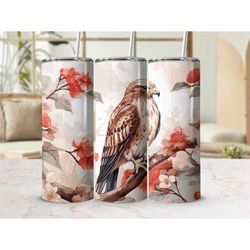 red-tailed hawk skinny tumbler cup with lid bird travel cup with straw personalized gift for her gift for bird lover gif