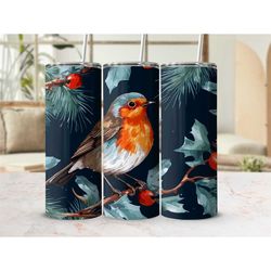 Robin 20 oz Tumbler with Lid Cup with Straw Skinny Tumbler Cup Birthday Gift for Her Gift for Him Christmas Gift for Bir