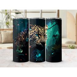 Jaguar Skinny Tumbler Cup with Straw Animal Travel Cup with Lid Gift for Him Trendy Gift for Her Gift for Big Cat Lover