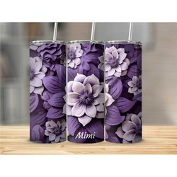 Personalized Floral Skinny Tumbler Cup with Lid Travel Cup with Straw BoHo Gift for Birthday Gift for Flower Lover (2 De