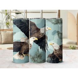 Bald Eagle Tumbler Skinny Cup with Lid Travel Cup with Straw Gift for Him Gift for Her Birthday Gift for Bird Lover Gift