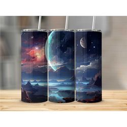 Galaxy Tumbler Skinny Cup with Lid Travel Cup with Straw To Go Cup Gift for Astronomy Lover Gift Custom Name Optional