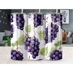 Black Grapes 20 oz Tumbler with Lid Travel Cup with Straw Skinny Tumbler Cup Gift for Her Birthday Gift for Christmas Gi