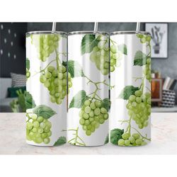 Green Grapes 20 oz Tumbler with Lid Travel Cup with Straw Skinny Tumbler Cup Gift for Her Birthday Present Christmas Gif