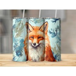 Red Fox 20 oz Tumbler with Lid Cup with Straw Travel Cup Skinny Tumbler Cup Christmas Gift Present Birthday Gift for Ani
