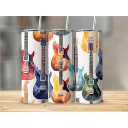 Electric Guitar Tumbler Skinny Cup with Lid Travel Cup with Straw  Gift for Musician Gift for Guitar Player Gift for Bir