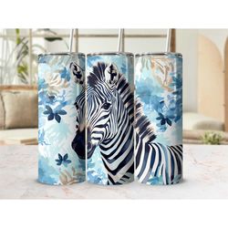 Zebra in Watercolor 20 oz Tumbler with Lid Cup with Straw Travel Cup Skinny Tumbler Cup Christmas Gift Present Birthday