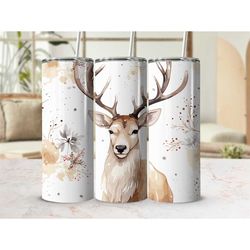 Reindeer Christmas 20 oz Tumbler with Lid Cup with Straw Skinny Tumbler Travel Cup Gift for Her Birthday Gift for Christ