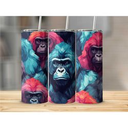 Gorillas 20 oz Tumbler with Lid Cup with Straw Travel Cup Skinny Tumbler Cup Christmas Gift Present Birthday Gift for Go