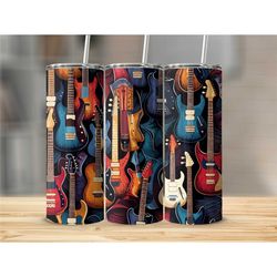Electric Guitar Skinny Tumbler Cup with Straw Travel Cup with Lid Gift for Her Trendy Gift for Him Gift for Musician Gui