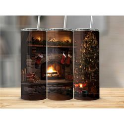 Cozy Cabin Skinny Tumbler Cup with Lid Christmas Travel Cup with Straw Gift for Him Gift for Her Birthday Gift for Chris