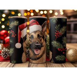 German Shepherd Skinny Tumbler Cup with Lid Travel Cup with Straw Gift for Birthday Gift for Christmas Gift for Dog Love