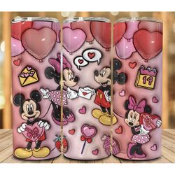 Happy Valentines Day 20oz Skinny Tumbler , l Love XOXO Valentines Coffee Tumbler, Cartoon Valentine 20oz Mickey