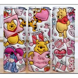 Pooh Valentine Tumbler, Bear And Friends ChristmasTumbler, Happy Valentine 20 oz