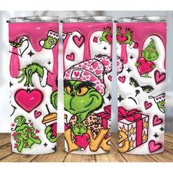 The grinch Cartoon Valentine Tumbler, Cartoon Coffee Tumbler, 20 ozTumbler, Happy Valentine Day,