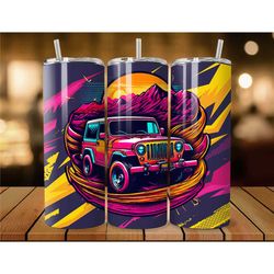 4WD SUV Vehicle, Je ep Girl Neon Retro Color Splash Tumbler, Je ep Tumbler, Je ep Girl Tumbler,  Personalized Je ep Tumb