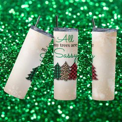 Christmas Tumbler with trees, 6 different designs to choose from, White elephant gift, Christmas cup, 20oz tumbler, grea