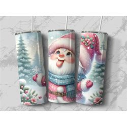 Christmas Gnome in Pink Tumbler, Funny Gnome Tumbler, Cute Christmas Gift for Her, Christmas Gift for Daughter From Mom,