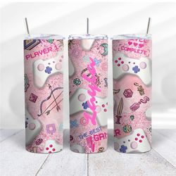 Personalised 20oz Tumbler Gamer Girl Level Up Design with Name - Work - Home - Office - Day Trips - Cold or Hot Drinks f