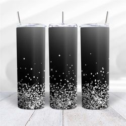 Personalised 20oz Tumbler Black & Glitter Design with Name - Work - Home - Office - Day Trips - Cold or Hot Drinks for a