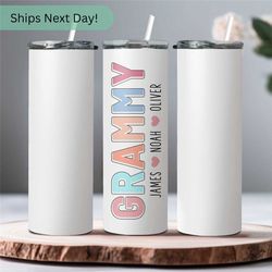 grammy tumbler personalized gifts for grandma - retro tumbler with grandkid name best gift on grandma birthday - cute re