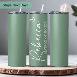 Matron Of Honor Tumbler With Name Gift For Wedding - Maid Of Honor Tumbler Gift For Bridal Proposal Party - Cute MOH Tum