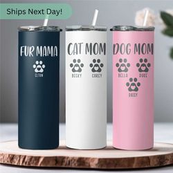 Dog Mom Tumbler Personalized Best Dog Lover Gift - Fur Mom Tumbler With Name Gift For Mom On Her Birthday Gifts - Pets N