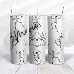 Personalised 20oz Tumbler Skellington Love Design with Name - Work - Home - Office - Day Trips - Cold or Hot Drinks for