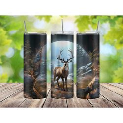 Deer Tumbler for Him, Outdoorsy Gifts for Men, Hunting Tumbler with Straw and Lid, Deer Gifts for Dad, Coffee Tumbler, A
