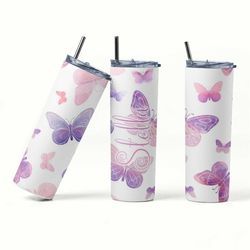 Butterfly Tumbler, Custom Butterfly Gift for Girl, Tumbler for Kids, Gift for Butterfly Lover, Personalized Butterfly Tu