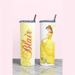 Belle Tumbler, Custom Disney Princess Gift, Custom Beauty and the Beast Gifts, Personalized Belle Gift, Belle Cup with N