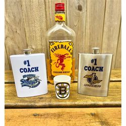 Custom Flask. Personalized Flask.  Hockey Gift for Coach. Gift for Manager. Gift for Groomsmen. Kota Couture. End of sea