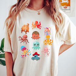 Comfort Colors Painted Octopus Shirt,  Crustaceancore Cephalopod Lover, Colorful Watercolor Octopus