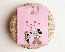 Disney Mickey Minnie Love Valentine Sweatshirt, Mickey And Minnie Valentines Tee, Kiss Love Valentin