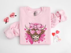 Highland Cow Valentine Shirt, Cow Lover, Cow Sweatshirt, Valentine Day Shirt, Valentine Day Gift