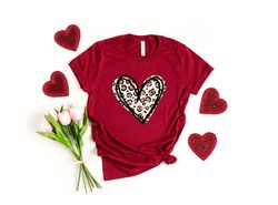 Leopard Print Valentines Day Shirt, Valentines Day Shirt, Heart Shirt, Cute Valentine Shirt