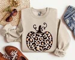 Leopard Pumpkin Sweatshirt, Leopard Print Sweatshirt,Womens Fall Sweatshirt,Fall Sweatshirt