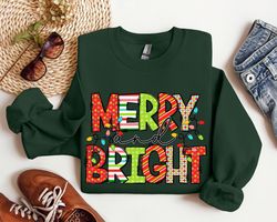 Merry and Bright Sweatshirt, Christmas Sweatshirts for Women, Christmas Holiday Sweatshirt for Women